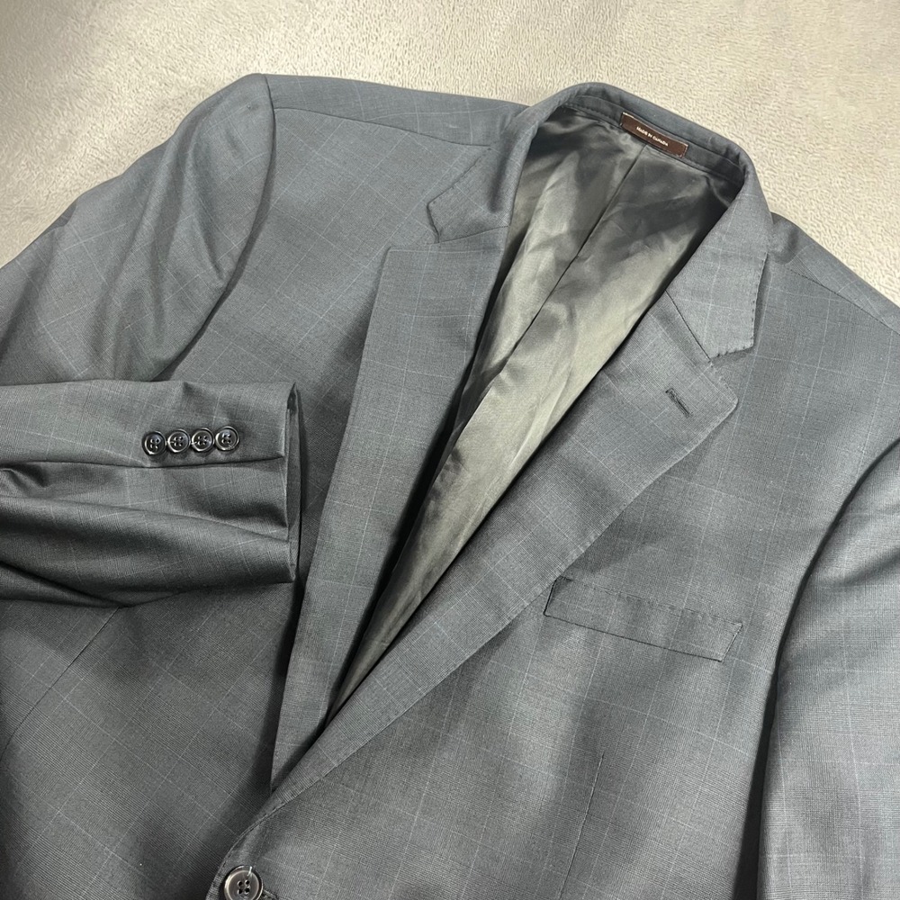Peter Millar Mens 46T Grey Plaid 100% Wool 2 Button Blazer Sport Coat Jacket